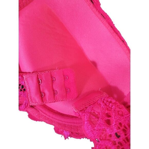 Women's Push Up Bra 34B Hot Pink Extreme Lace Full Coverage Push Up 34B NWT - Picture 9 of 9